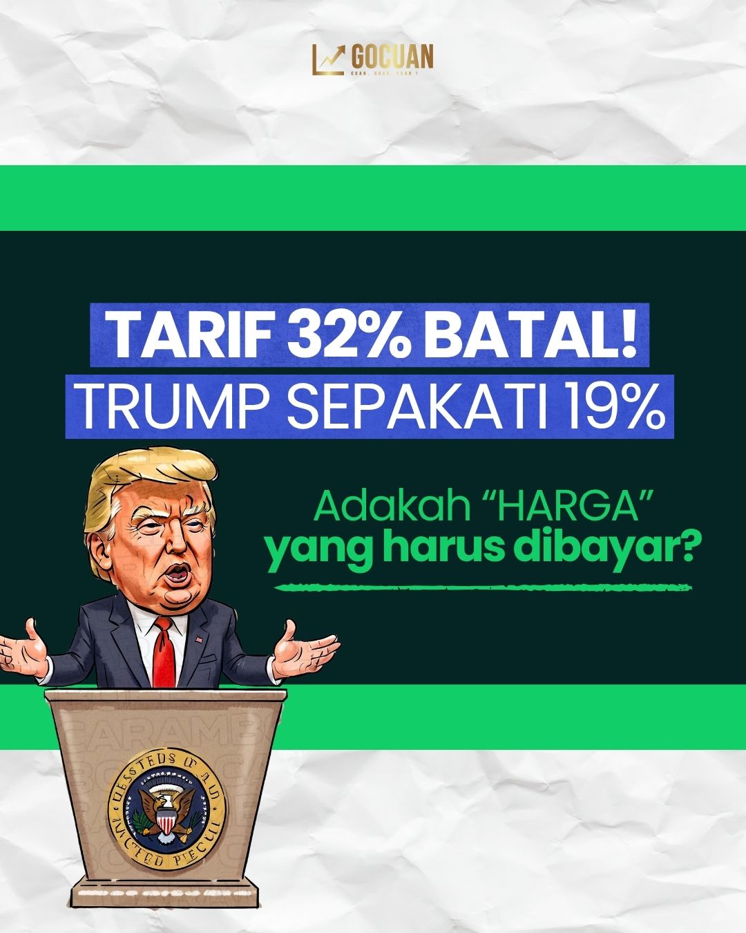 Tarif 32% Gagal Diterapkan! Trump Pilih 19% untuk RI, Tapi Ada Syaratnya